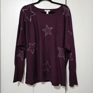 Spense Star Sweater Cabernet Red Size 1X (NWT)